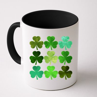 St Patricks Day Lucky Watercolor Shamrocks Mug