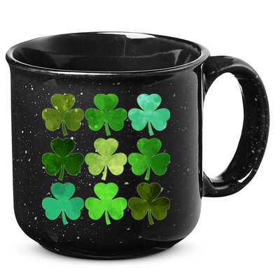 St Patricks Day Lucky Watercolor Shamrocks 15oz Campfire Ceramic Mug