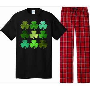 St Patricks Day Lucky Watercolor Shamrocks Pajama Set