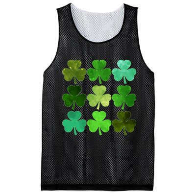 St Patricks Day Lucky Watercolor Shamrocks Mesh Reversible Basketball Jersey Tank