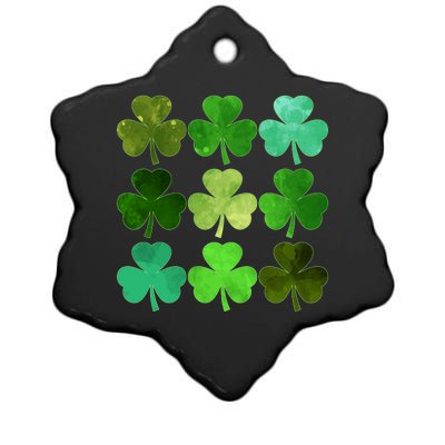 St Patricks Day Lucky Watercolor Shamrocks Ceramic Star Ornament