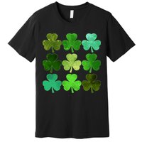 St Patricks Day Lucky Watercolor Shamrocks Premium T-Shirt