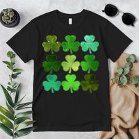 St Patricks Day Lucky Watercolor Shamrocks Premium T-Shirt