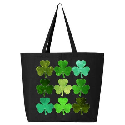 St Patricks Day Lucky Watercolor Shamrocks 25L Jumbo Tote