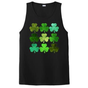 St Patricks Day Lucky Watercolor Shamrocks PosiCharge Competitor Tank