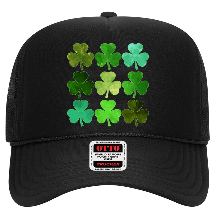 St Patricks Day Lucky Watercolor Shamrocks Trucker Hat