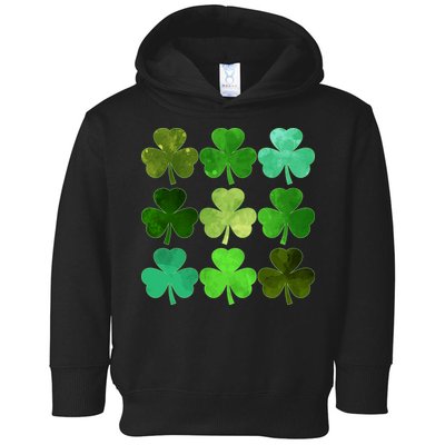 St Patricks Day Lucky Watercolor Shamrocks Toddler Hoodie