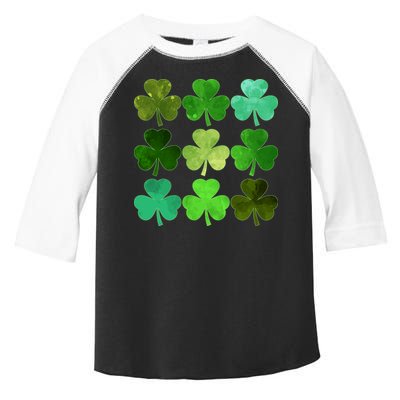 St Patricks Day Lucky Watercolor Shamrocks Toddler Fine Jersey T-Shirt