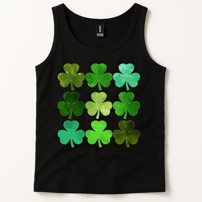 St Patricks Day Lucky Watercolor Shamrocks Tank Top
