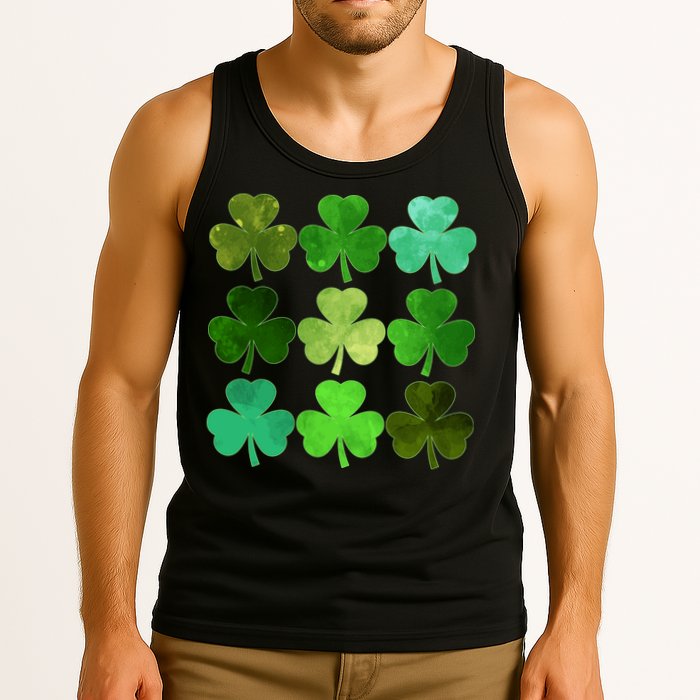 St Patricks Day Lucky Watercolor Shamrocks Tank Top