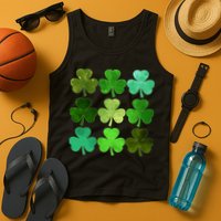 St Patricks Day Lucky Watercolor Shamrocks Tank Top