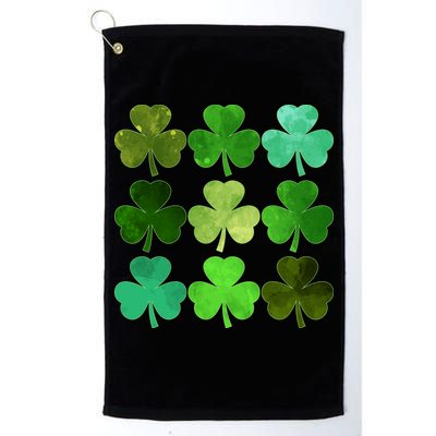 St Patricks Day Lucky Watercolor Shamrocks Golf Towel