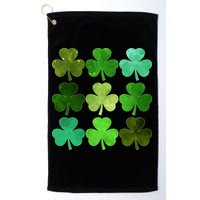 St Patricks Day Lucky Watercolor Shamrocks Golf Towel