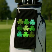 St Patricks Day Lucky Watercolor Shamrocks Golf Towel