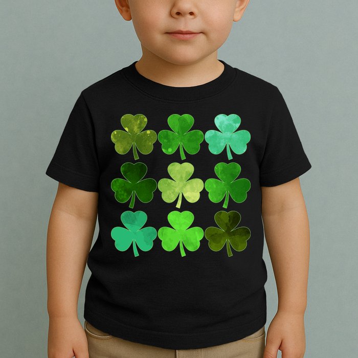 St Patricks Day Lucky Watercolor Shamrocks Toddler T-Shirt