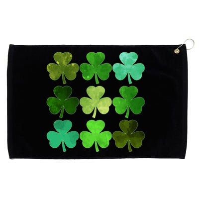 St Patricks Day Lucky Watercolor Shamrocks Grommeted Golf Towel