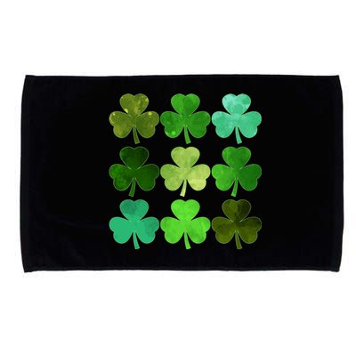 St Patricks Day Lucky Watercolor Shamrocks Microfiber Hand Towel