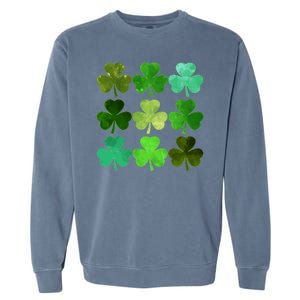 St Patricks Day Lucky Watercolor Shamrocks Garment-Dyed Sweatshirt