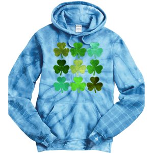 St Patricks Day Lucky Watercolor Shamrocks Tie Dye Hoodie