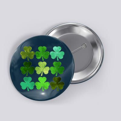 St Patricks Day Lucky Watercolor Shamrocks Button