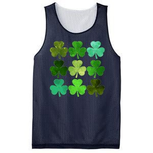 St Patricks Day Lucky Watercolor Shamrocks Mesh Reversible Basketball Jersey Tank