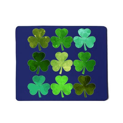 St Patricks Day Lucky Watercolor Shamrocks Mousepad