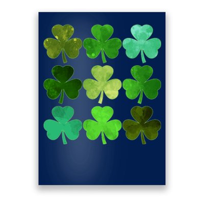 St Patricks Day Lucky Watercolor Shamrocks Poster