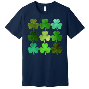 St Patricks Day Lucky Watercolor Shamrocks Premium T-Shirt