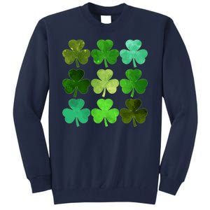 St Patricks Day Lucky Watercolor Shamrocks Tall Sweatshirt