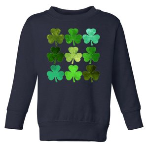 St Patricks Day Lucky Watercolor Shamrocks Toddler Sweatshirt