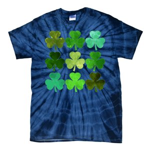 St Patricks Day Lucky Watercolor Shamrocks Tie-Dye T-Shirt