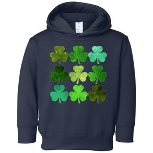 St Patricks Day Lucky Watercolor Shamrocks Toddler Hoodie