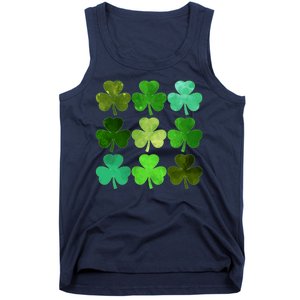 St Patricks Day Lucky Watercolor Shamrocks Tank Top