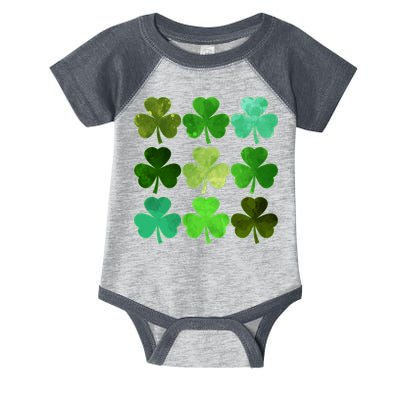 St Patricks Day Lucky Watercolor Shamrocks Infant Baby Jersey Bodysuit