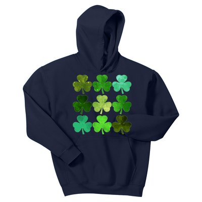 St Patricks Day Lucky Watercolor Shamrocks Kids Hoodie