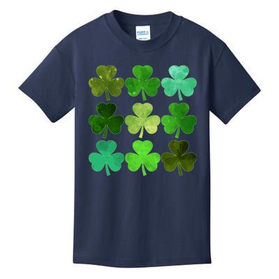 St Patricks Day Lucky Watercolor Shamrocks Kids T-Shirt