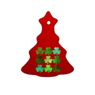 St Patricks Day Lucky Watercolor Shamrocks Ceramic Tree Ornament