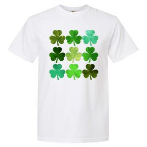 St Patricks Day Lucky Watercolor Shamrocks Garment-Dyed Heavyweight T-Shirt