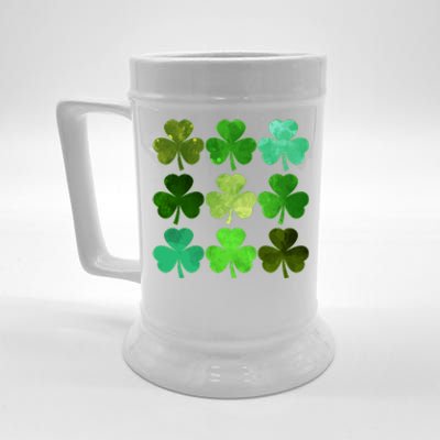 St Patricks Day Lucky Watercolor Shamrocks Beer Stein