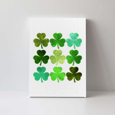 St Patricks Day Lucky Watercolor Shamrocks Canvas