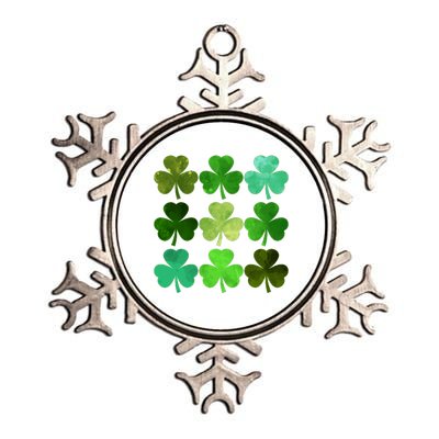 St Patricks Day Lucky Watercolor Shamrocks Metallic Star Ornament