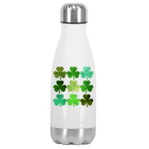 St Patricks Day Lucky Watercolor Shamrocks Stainless Steel Insulated Water Bottle