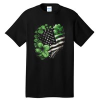 St Patricks Day Shamrock American Flag Retro Tall T-Shirt