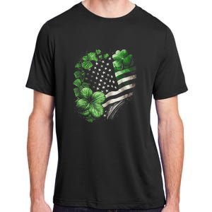 St Patricks Day Shamrock American Flag Retro Adult ChromaSoft Performance T-Shirt