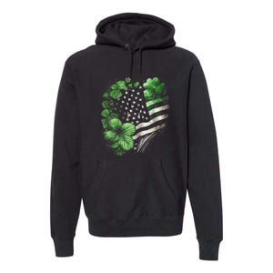 St Patricks Day Shamrock American Flag Retro Premium Hoodie