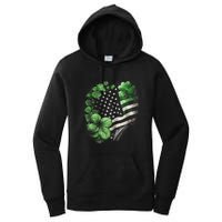 St Patricks Day Shamrock American Flag Retro Women's Pullover Hoodie