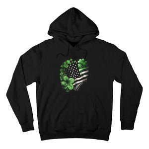 St Patricks Day Shamrock American Flag Retro Tall Hoodie