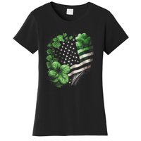 St Patricks Day Shamrock American Flag Retro Women's T-Shirt