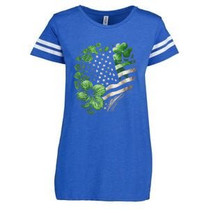 St Patricks Day Shamrock American Flag Retro Enza Ladies Jersey Football T-Shirt