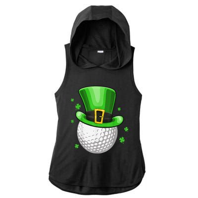 St Patricks Day Leprechaun Hat Shamrock Irish Golf Ladies PosiCharge Tri-Blend Wicking Draft Hoodie Tank